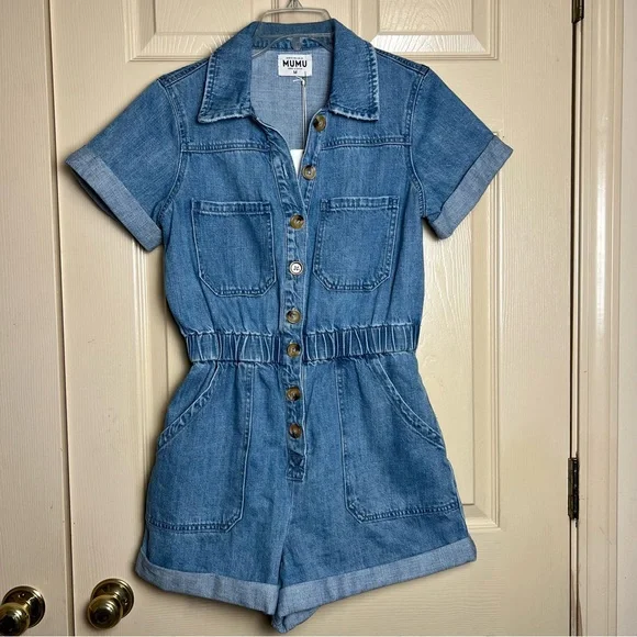 Show Me Your MuMu Canon Denim Romper - Picture 4 of 12